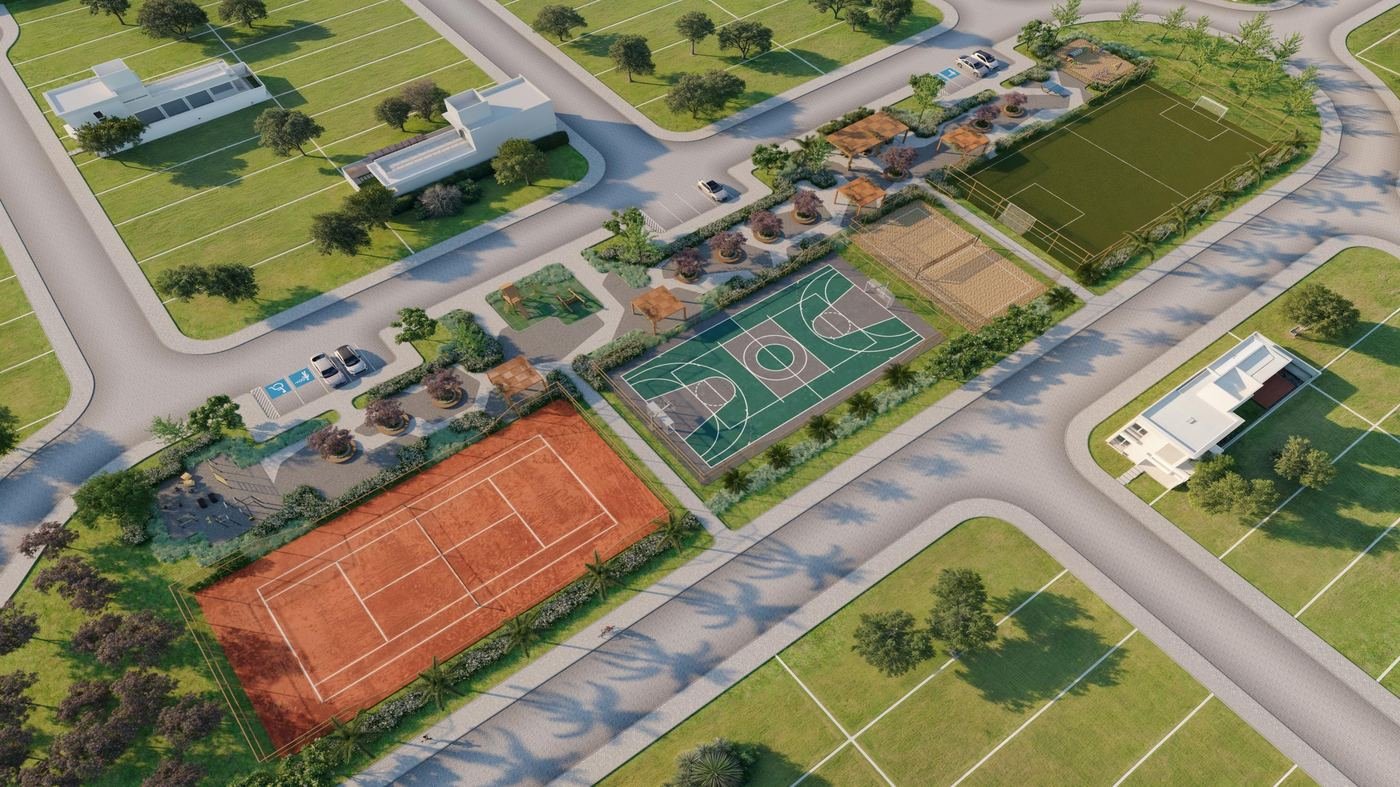 Praça central e esportes do Novum Vitae Eusébio